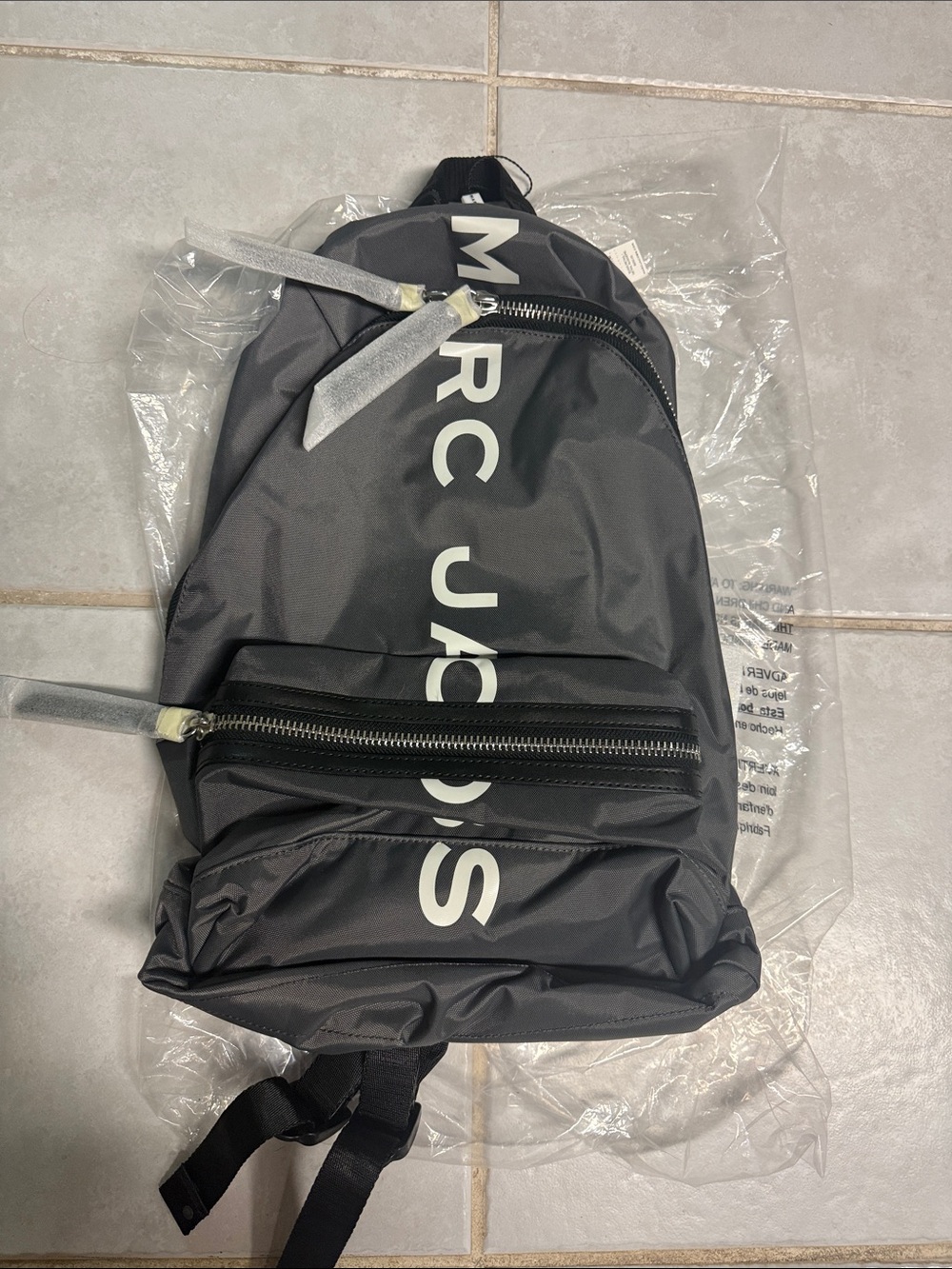 Marc Jacobs Black Backpack with White Vertical Logo
